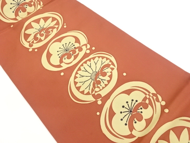 JAPANESE NAGOYA OBI / SHIOZE / KATAZOME / FLOWERS